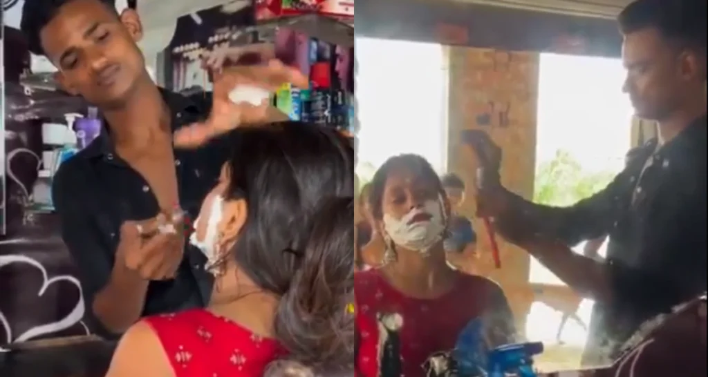 girl shaving video